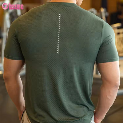 男子 アスリート トップ アクティブウェア シャツ ポリエステル スパンデックス 男性 ランニング 服 ジム 軽量 スポーツ 弾性 Tシャツ