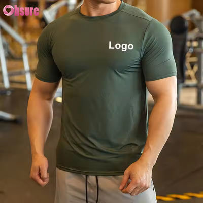 男子 アスリート トップ アクティブウェア シャツ ポリエステル スパンデックス 男性 ランニング 服 ジム 軽量 スポーツ 弾性 Tシャツ