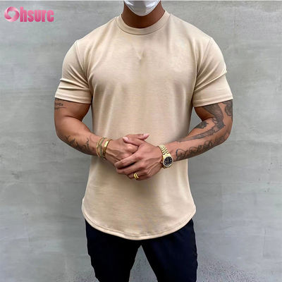 高弾性綿 訓練 緩やかなフィット 筋肉 男性のフィットネス スポーツTシャツ ジムTシャツ スクリーンプリント リラックスしたフィットTシャツ