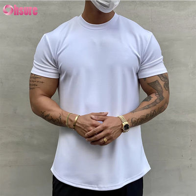 高弾性綿 訓練 緩やかなフィット 筋肉 男性のフィットネス スポーツTシャツ ジムTシャツ スクリーンプリント リラックスしたフィットTシャツ
