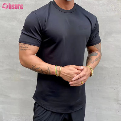 高弾性綿 訓練 緩やかなフィット 筋肉 男性のフィットネス スポーツTシャツ ジムTシャツ スクリーンプリント リラックスしたフィットTシャツ