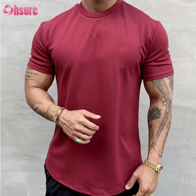 高弾性綿 訓練 緩やかなフィット 筋肉 男性のフィットネス スポーツTシャツ ジムTシャツ スクリーンプリント リラックスしたフィットTシャツ