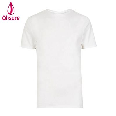 カスタムロゴ 筋肉 スリムフィット ジムTシャツ 95% バンブー 5% スパンデックス ボディビルディング 健身Tシャツ 男性 スポーツ 白色Tシャツ