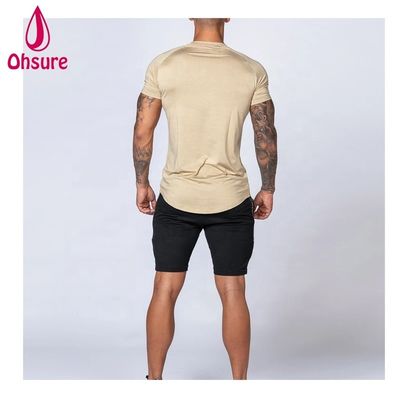 メンズ用ジムエクササイズウェア 竹Tシャツ スポーツシャツ ワークアウト 半袖 プリント カジュアルプリントパターン ニット マッスルサポート