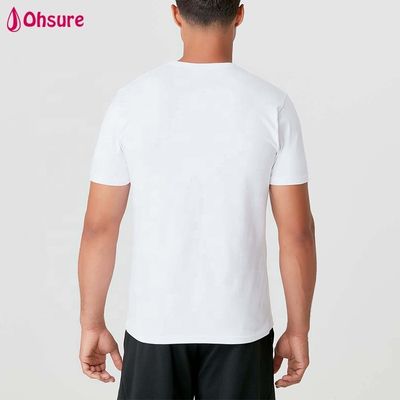 オーダーメイド ロゴ 男性シャツ スリムフィット 男性 シンプル ジム服 綿 スパンデックス ホワイト 男性 短袖 Tシャツ