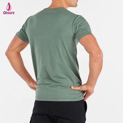ホットセール スポーツ 男性 Tシャツ 95% 綿 5% スパンデックス トレーニング Tシャツライフスタイル トップメンズ ショート袖 ジムティー