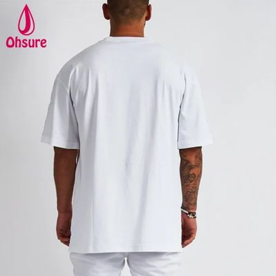 無地のコットンストリートウェアTシャツ オーバーサイズ ドロップショルダーTシャツ ヘビーウェイトTシャツ メンズカジュアル用カスタム高品質プリント