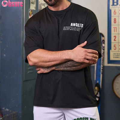卸売高品質スタイリッシュで快適、カジュアル：黒のプラスサイズメンズスポーツTシャツで完璧なフィット感を発見