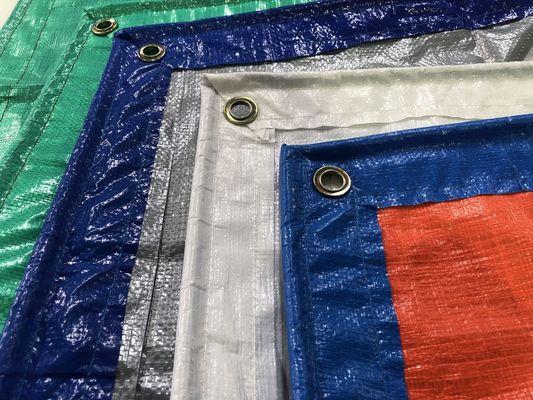 Litong ブルーシルバー PE ターポリン 軽量カーゴカバー ブルーオレンジ 荷物バッグ 150gsm 防水タープ